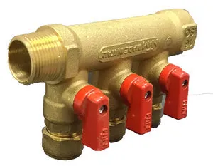 [075733] פקס - מחלק 16*3/4 3 יציאות עם ברז אדום