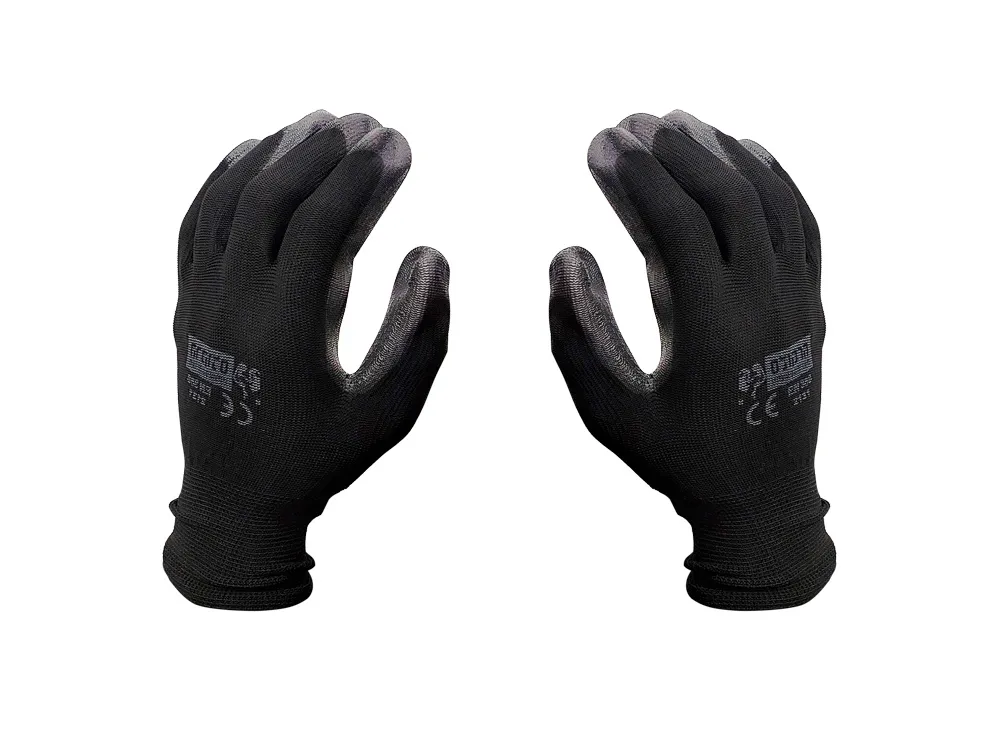 [1299] כפפות בד בציפוי פוליאוריתן - שחור