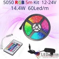 [507170015] קיט חבל לד כולל שנאי 12V (מ.א) מוגן מים- 4.8W צבעוני RGB