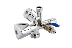 [119420] ברז זוויתי 1/2 עם יציאה למדיח 3/4 - 3/8 כולל יציאה למטהר מים 1/4