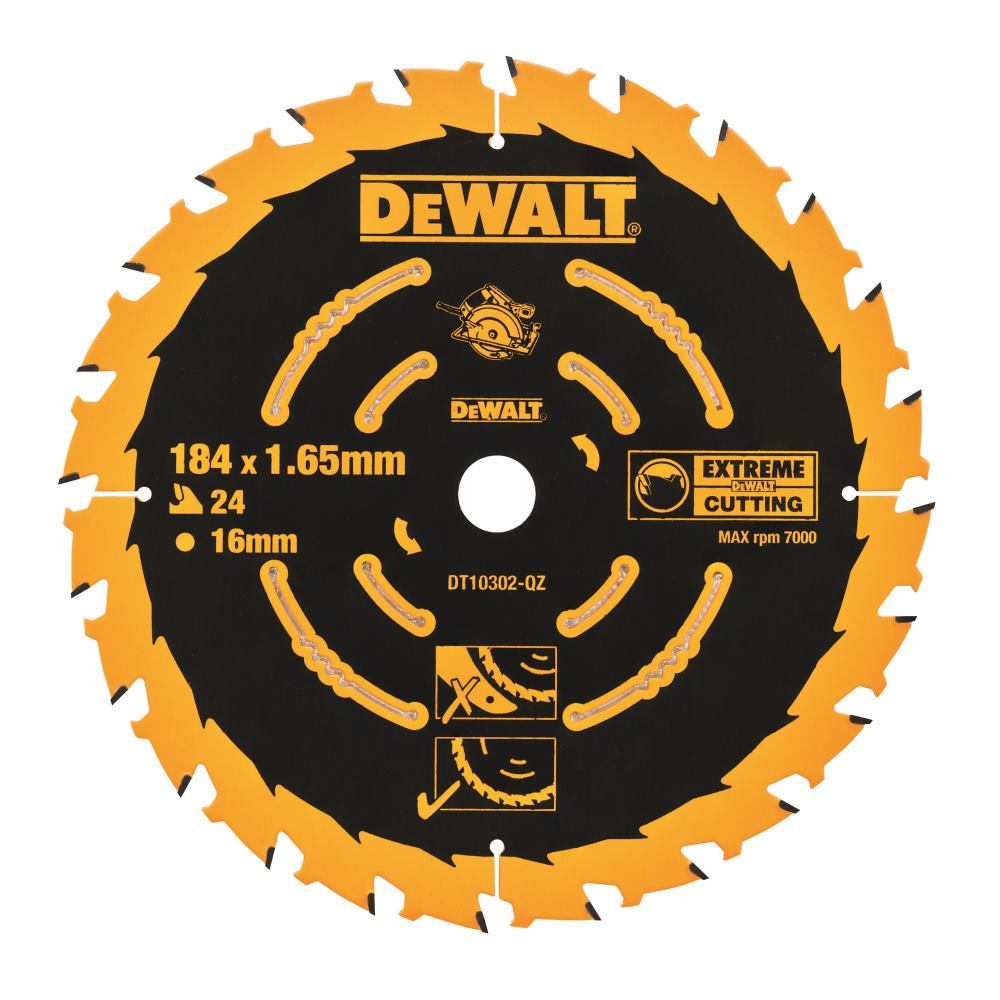 DeWalt Elite Extreme Framing Circular Saw Blades 184mm 24T 16mm