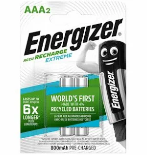 [nh122e] Energizer מארז 2 נטענות 800 מ"א AAA EXTREME